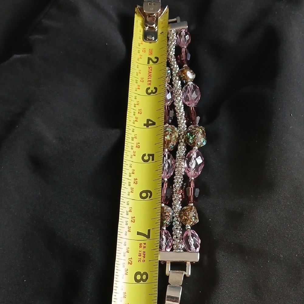 Elegant Purple and Silver Beaded Bracelet - Picture 7 of 7